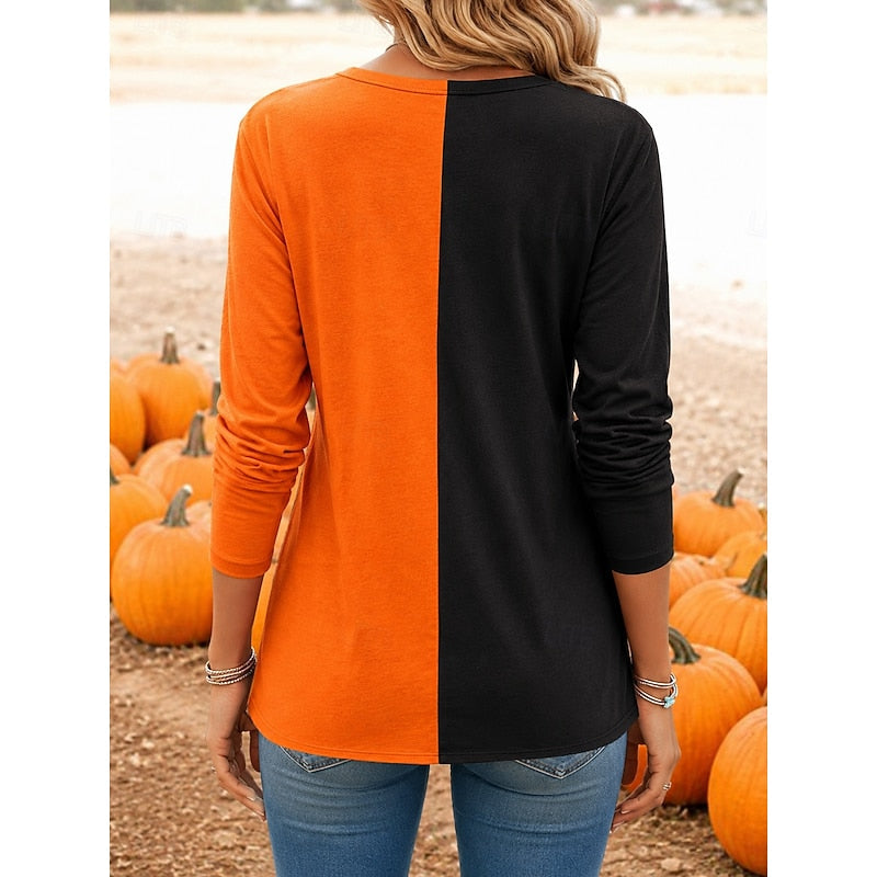 Halloween Long-Sleeve T-Shirt for Women | Spooky Graphic Design