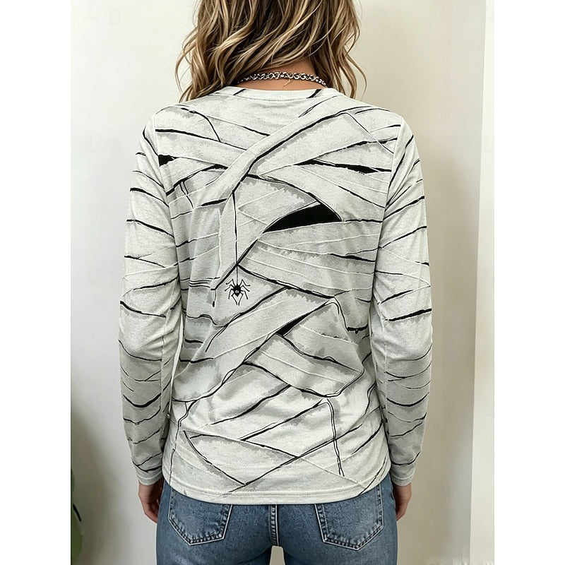 Halloween Long-Sleeve Top for Women | Playful Design | Cotton Blend