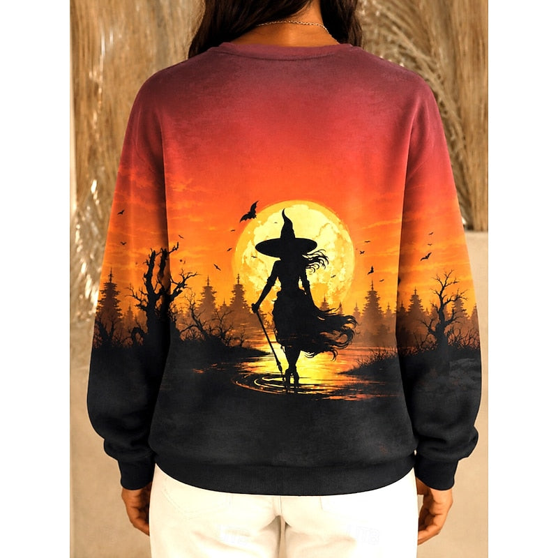 Halloween Graphic Crew-Neck Sweatshirt | Cotton Blend | Casual Wear