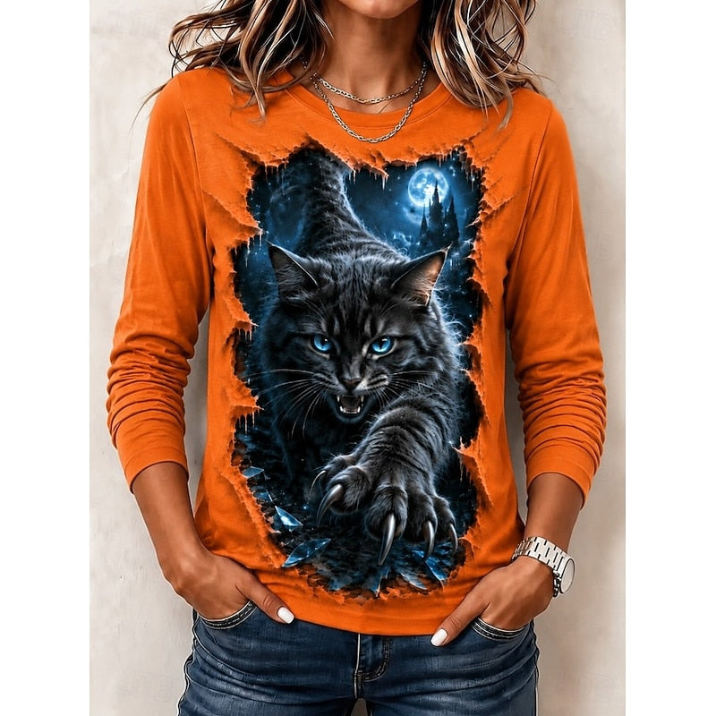 Halloween Graphic Top | Cotton Blend | Casual Style | Women's Apparel