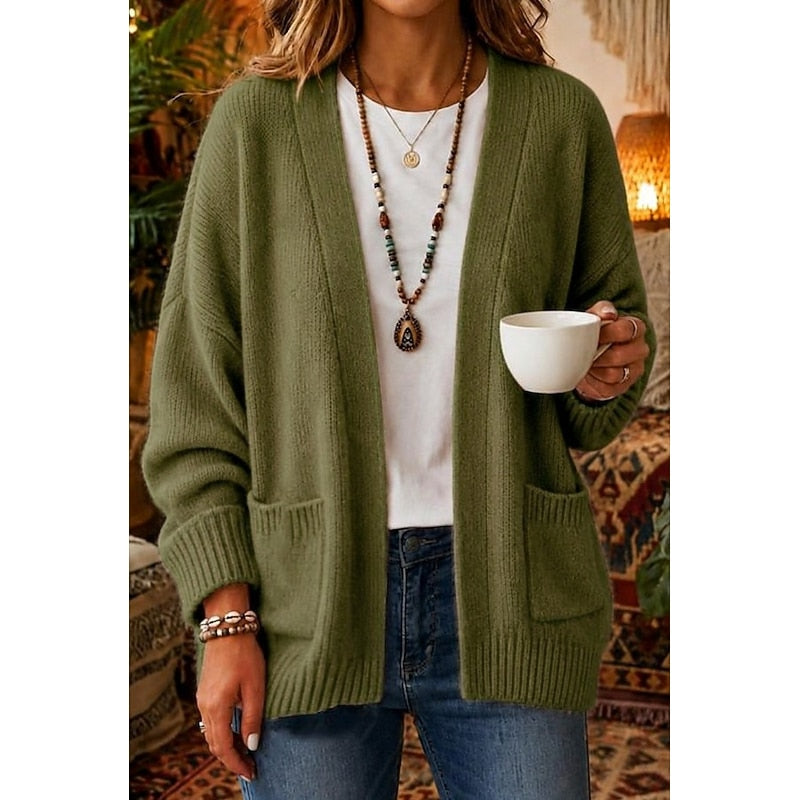 Relaxed Open-Front Cardigan in Soft Knit for Casual Layering and Comfort