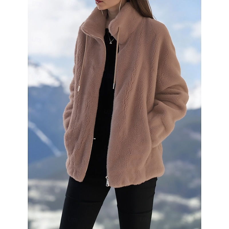 Cozy Zip-Up Coat for Women | Warm Fleece Material | Casual Outerwear