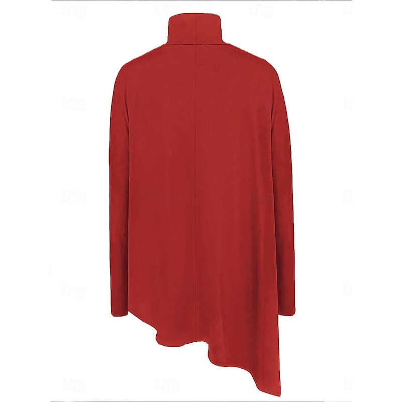 Asymmetrical Turtleneck Top | Draped Design | Casual Wear | Women's Apparel