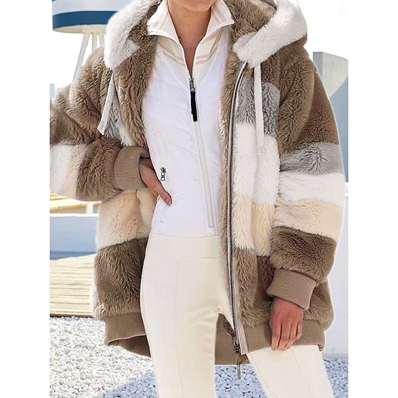 Cozy Hooded Zip-Up Jacket for Women - Soft Fabric, Casual Style, Everyday Wear